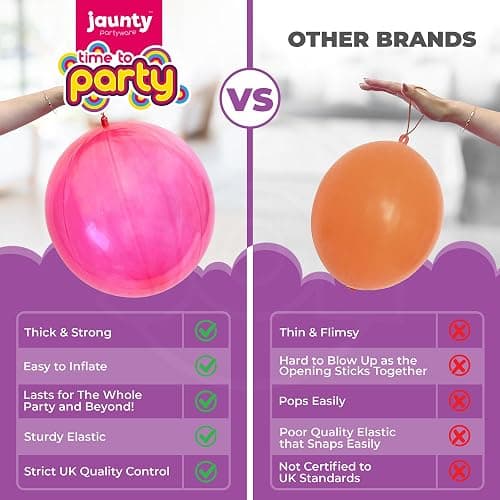 Jaunty Partyware 50x Large Punch Balloons for Kids Ideal Party Bag Fillers - 12 Inch Large Size - Assorted Colours - Fun Children’s Party Ideas - Thick & Strong - Easy to Inflate thumbnail 8