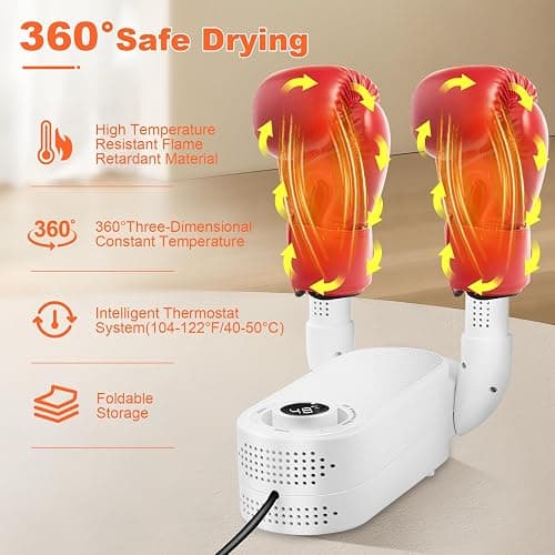 Boxing Glove Dryer with Intelligent Timer, Constant Temperature Punching Gloves Dryer for Kids and Adults Effectively Eliminates Odors thumbnail 3
