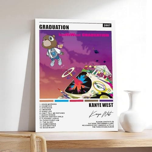 Music Poster Kanye Poster West Graduation Album Cover Canvas Poster Wall Art Decor Print Picture Paintings for Living Room Bedroom Decoration Unframe-style12x18inch(30x45cm) thumbnail 7