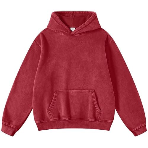 Dnzzs Acid Wash Hoodie for Womens Pullover Oversized Women's Fashion Hoodies & Sweatshirts Vintage Sweatshirt Heavyweight - Red - Medium - Image 1