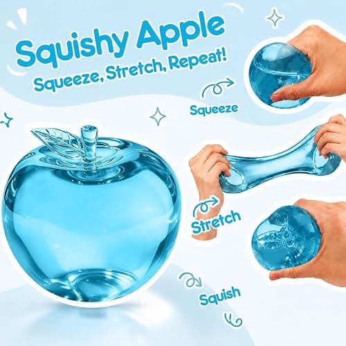 ADTWOMERIE Maltose Blue Apple Squishy Sensory Squeeze Fidget Toys | Great stress relief fidget for teens and adults home office travel nice gift for birthdays party favors stocking stuffers thumbnail 3