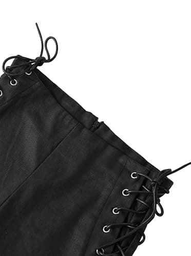 Benfoly Leather Shorts for Women High Waisted Lace Up Side Stretchy Sexy Mini Booty Short Y2K Rave Club Party Concert Winter thumbnail 4