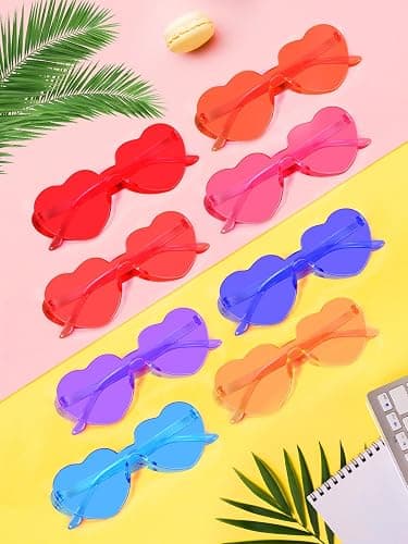 AGGKKY 12 Pairs Heart Shaped Sunglasses for Women Colorful Glasses Fun Trendy Transparent Heart Sunglasses Party Favor (Assorted Colors) thumbnail 6