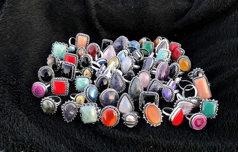 SAJTOX Handcrafted 10 Pcs Stackable Silver Plated Gemstone Rings for Women (US 5 to 12 Size) Vintage Boho Chunky Finger Statement Rings Set Birthday Gift for Women (Classy, Aesthetic & Comfortable) thumbnail 7