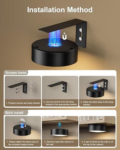 3-Pack Black Picture Lights for Wall, Battery Operated with Remote and Timer, 3 Color Temperatures & Dimmable, Art Display Light for Picture Frame Artworking Portrait，Wireless Wall Decor Puck Lights thumbnail 6