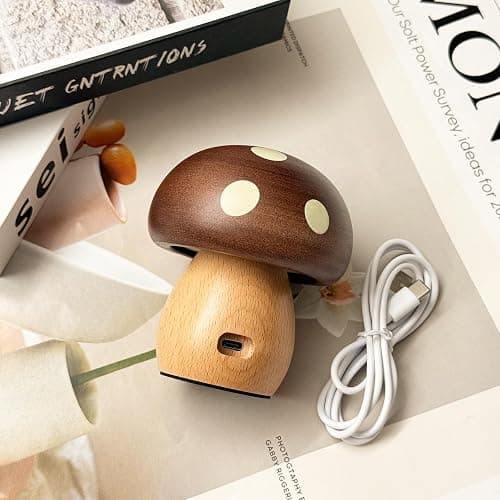 Richaa Wooden Mushroom Lamp - Rechargeable Touch Mushroom Light, Aesthetic Bedside Night Light Nature Decor Creative Gifts (Ebony + Beech) thumbnail 3