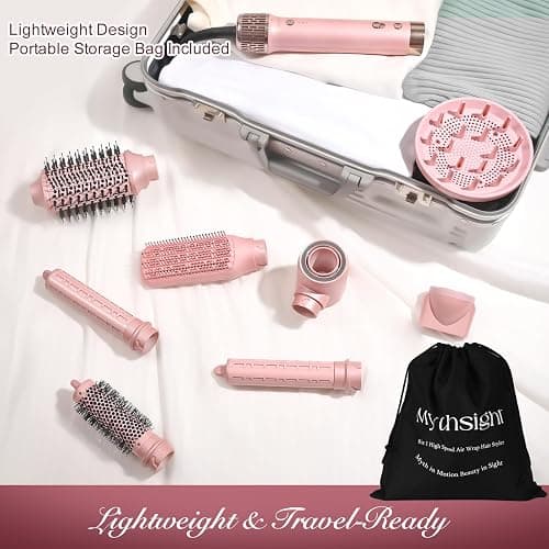 Mythsight StyleVibe 8-in-1 Air Styler, Hair Dryer & Blow Dryer Brush with Auto Wrap Curl L/R, Fast Drying, Smooth Blowouts, Root-Lift Volume, No Heat Damage Frizz-Free Thermal Brush with Travel Bag thumbnail 9