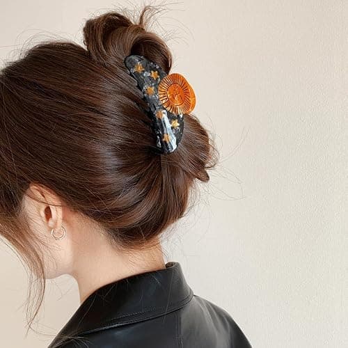 Wenlly sunflower hair claw, cellulose acetate hair jaw clip, non-slip hair hold barrettes for women and girls, 1 piece thumbnail 2