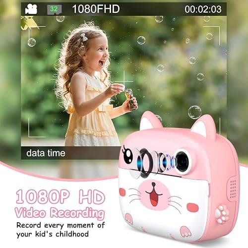 Kids Camera Instant Print, 3.0" HD Screen Kids Instant Cameras, Christmas Birthday Gifts for Girls Boys 3 4 5 6 7 8 9 10 Year Old, Portable Toddler Travel Toys with 32GB Card & 3 Rolls Printer Paper thumbnail 3