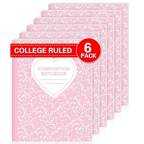 Tenceur Composition Notebook College Ruled Paper Assorted Marble Aesthetic Composition Notebook for Back to School 110 Page 7-1/2" x 9-3/4" Journal Gift for First Day School(6 Pcs,Pink) - Image 1