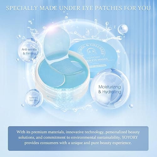YOYORY Under Eye Patches Masks - for Dark Circles, Puffy Eyes, Fine Lines, Wrinkles, Eye Bags Treatment with Collagen and Hyaluronic Acid,Firming & Cooling, Moisturizing and Hydrating (60 Pcs) Blue thumbnail 7