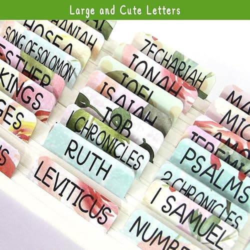 Fancy Land Floral Bible Tabs 90 Decorative Bible Tabs Laminated Colorful Bible Book Indexing Tabs Old and New Testament Laminated Matte Film Pretty Gift for Women Girls thumbnail 4