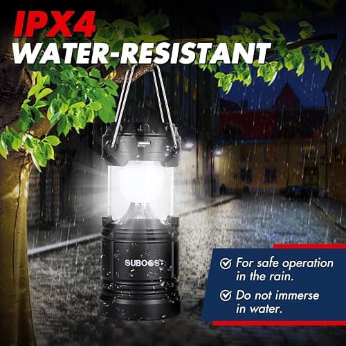 SUBOOS Faroles de camping recargables, lámpara solar y pilas, base magnética, gancho para tienda, accesorios de campamento portátiles para emergencias thumbnail 8