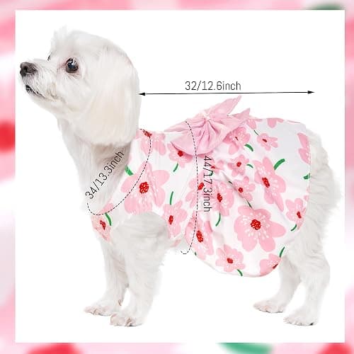 choyaxo Floral Dog Dress Cute Dog Skirt Pet Dress Summer Pet Clothes for Puppy Small Cats thumbnail 2