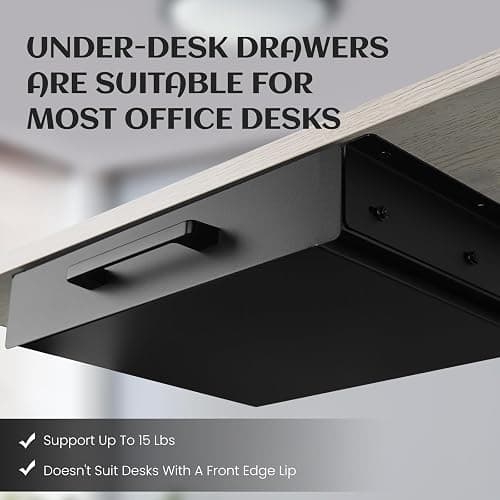 Huiyangteng Under Desk Drawer Slide Out,Under Desk Shelf,Drawers for Under Desk,Home Office Storage Organizer, Black（12inch） thumbnail 7