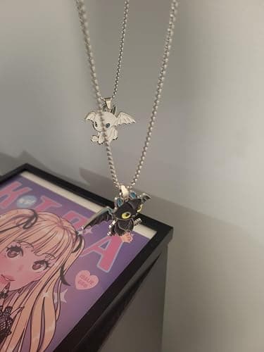 Setoftwo Dragon Matching Necklaces for Couples Lovers Boyfriend Girlfriend Gift Goth Emo Black White Cute Jewelry thumbnail 7