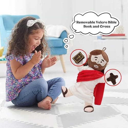 Yelakey Jesus Plush Doll with Jointed Skeleton Jesus Plushie 13.4" Poseable Jesus with Removable Accessories Easter Christian Gifts for Kids (Red) thumbnail 9