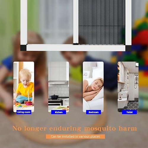 ROOMNEST Customize Size No-Drilling Retractable Window Screen, Folding Window with Aluminum Frame and Durable Mesh, Keeps Bugs Out, for Window & Patio（Black） thumbnail 6