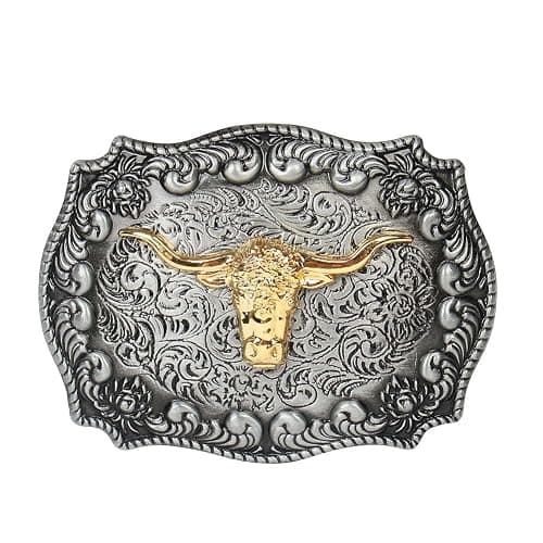 HUABOLA CALYN Western Cowboy Cowgirl Belt Buckle, Long Horn Bull Western Belt Buckle for Men Women - Image 1