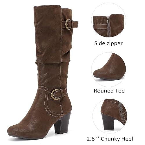 Ruiee Women's Slouchy Knee High Boots with Chunky Heel, Pointed Toe, Comfortable and Fashionable Fall Winter Boots for Women. thumbnail 3