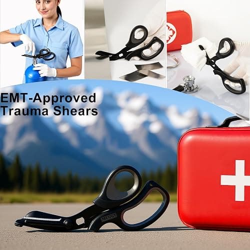 MEUUT 2 Pack Medical Scissors Trauma Shears for Left and Right Hand -Patented Bandage Scissors All Purpose with Non-Stick Blades, Surgical Grade Shears Stainless Steel EMT Scissors for Nurses EMT thumbnail 7