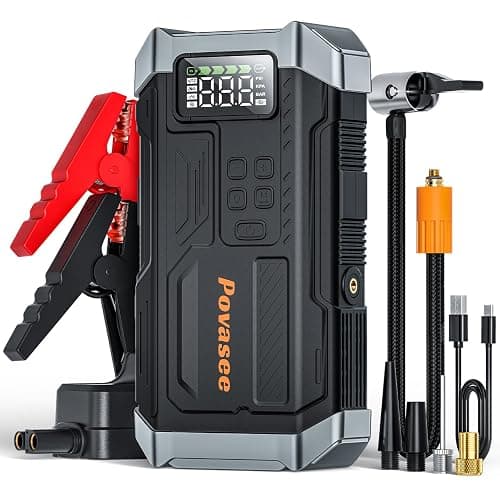 [2025NEW Model] 5000A Jump Starter with Air Compressor,Battery Jumper Starter Portable with 150PSI Tire Inflator 12V Jump Box with LCD Display,Flashlight,Storage Case (Up 9L Gas/8L Diesel Engine - Image 1