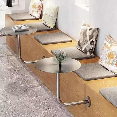 Stainless Steel Round Pub Bar Table - Modern Wall Mounted Side Table for Cafe, Commercial Dining Table for Dessert Shop - 30cm/12inch thumbnail 2