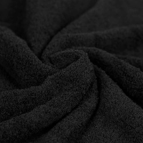 Amazon Basics 6 Piece Oversized Fade resistant Towel set, 100% Cotton towels for bathroom, soft and absorbent, 2 Bath Towels, 2 Hand Towels and 2 Washcloths bathroom towel set, Black thumbnail 7