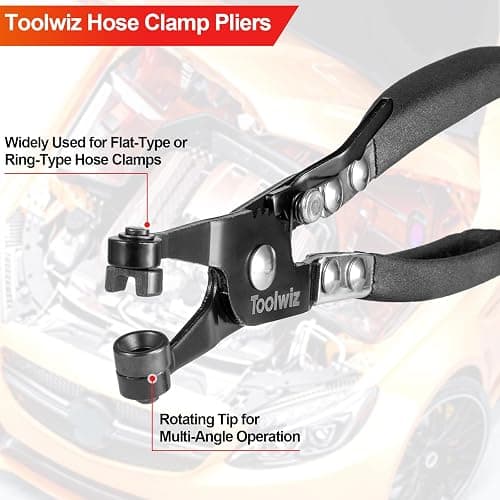 Toolwiz Hose Clamp Plier, Heavy Duty Hose Clamp Tool with Locking Device | Black Non-Slip Handle, Removal and Installation Tool for Ring-Type and Flat-Band Hose Clamps thumbnail 5