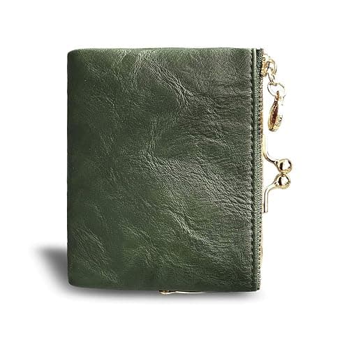 AOXONEL Womens Wallet Small Rfid Ladies Compact Bifold Leather Vintage Coin Purse With Zipper and Kiss Lock thumbnail 4