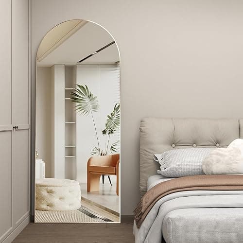 CASSILANDO Ganzkörperspiegel, 165X60cm Gewölbter Spiegel, Bodenspiegel mit Ständer, hängend oder lehnend an die Wand, stehender Spiegel für Schlafzimmer Garderobe (Gold) thumbnail 7