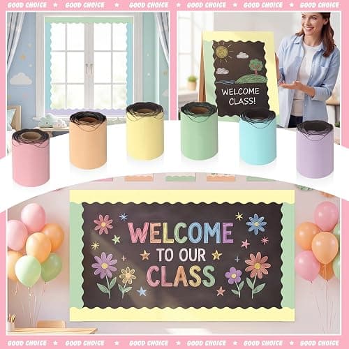 Tenceur 80 ft Magnetic Borders for Bulletin Board, 2.76 inch Magnetic Borders for Classroom, Bulletin Board Border for Whiteboard School Office Wall Poster Chalkboard Decor(Pastel Color) thumbnail 5