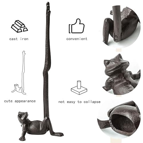 Mozhixue Frog Paper Towel Holder 16.5'' Cast Iron Paper Towel Holder Funny Toilet Paper Holder for The Floor or Counter in The Kitchen or Bathroom Bronze Rustic,Frog thumbnail 4
