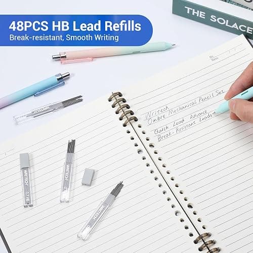 WRITECH Up Mechanical Pencil Set: 6ct Gradient Barrel 0.7mm Mechanical Pencils with 4 Tubes of HB Lead Refills and 2 Extra Erasers for Writing Drawing Sketching Drafting thumbnail 4