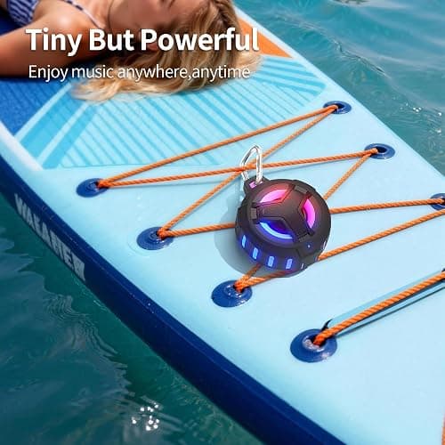 EBODA Bluetooth Shower Waterproof Speaker Portable Gifts for Kayak Teens | IP67 Small Mini Speakers with LED Light, Floating, 2000mAh, True Wireless Stereo for Hiking, Beach, Stuff for Boys Men-Black thumbnail 8