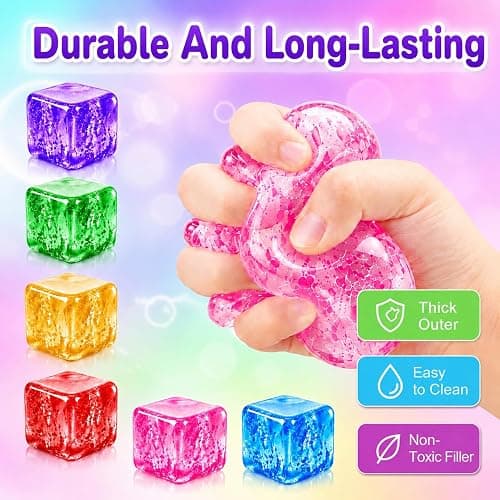 6PCS Stress Cube Squishy Stress Balls,Squishy Cube Filled with Glitter,(2.17in) Ice Cube Stress Balls for Adults Kids,Sensory Fidget Toys for Anxiety Stress Relief,Party Favors thumbnail 3