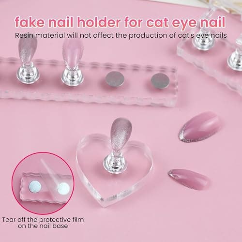 ESUOHYM Nail Stand For Press On Acrylic Strong Magnetic Nail Holder Kit For Painting Nails Tip Arts Display With 200PCS Double-Sided Tape And 1 Heart Shaped Acrylic Magnetic Presson Stands Nail Art Supplies thumbnail 8