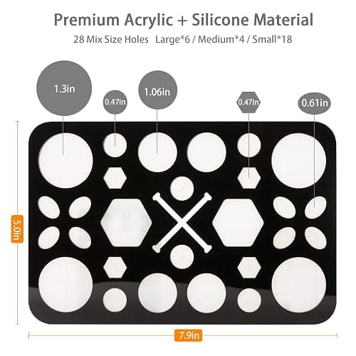 Luckyiren Acrylic Makeup Brushes Drying Rack, Brushes Dryer, Collapsible Holder Stand Tree Tray Support Display for Makeup Artist Nail Brushes Paintbrushes Makeup Lovers, 28 Slot, Black, Unisex thumbnail 3