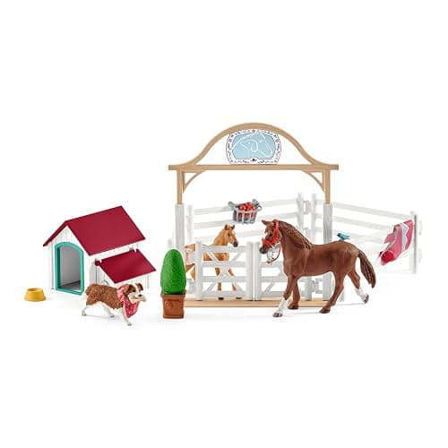 Schleich Horse Club — Hannah's Guest Horses Playset, 20-Piece Horse Stable Toy Set Including Mare, Foal, Hannah Doll and Dog Figurine, Horse Toys for Girls and Boys Ages 5+ thumbnail 4