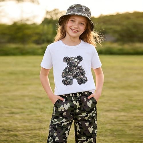 Afsmlys Tween Girl Clothes 2 Piece Outfit Summer Short Sleeve Top + Jogger Pants Spring Fall Clothing Set Size 4-14 Years thumbnail 2