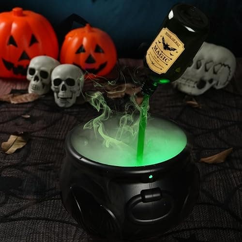 Zesua Halloween Decorations Indoor - DIY Floating Potion Set with Witches Cauldron and Mist Maker - Spooky Vintage Black Plastic Bowl Hocus Pocus Party Decor for Home Table Mantel Kitchen Room thumbnail 6