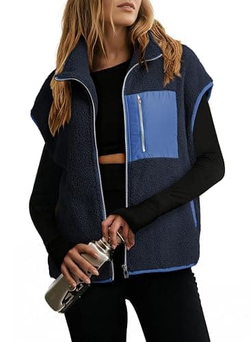 Dokotoo Womens Fleece Jacket Vest Sleeveless Fuzzy Sherpa Jackets Zip Up Oversized Casual Coats Fall Winter Womens Tops 2025 - Image 1