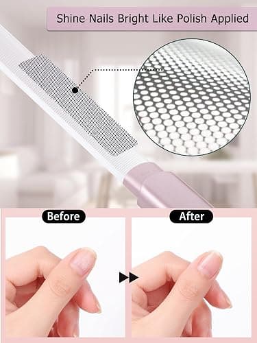 Glass Nail File and Buffer with Case, Crystal Fingernail Files for Natural Nails Nano Nail Shiner Polisher Care Kit for Travel Salon Stocking Stuffers for Women Girl Wife Gifts-Rose Gold thumbnail 5