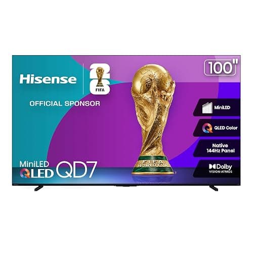 Hisense 100QD7QFM - 100" 4K Smart Mini-LED Fire TV (2025 Model), QLED Color, 144Hz Game Mode PRO, Dolby Vision, Dolby Atmos, AI Smooth Motion with MEMC, Alexa Built in with Voice Remote - Image 1