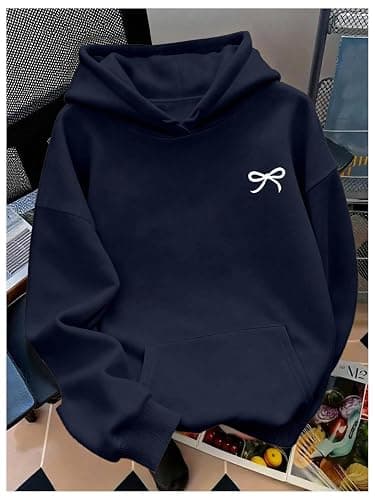 SOLY HUX Women's Bow Hoodies Pullover Long Sleeve Hooded Fall Sweatshirts Cute Preppy Clothes thumbnail 3