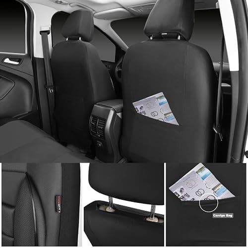 CAR PASS Leather Seat Covers Full Set Universal Water Resistant 3D Foam Back Support, Luxury Comfort Automotive 5 Seat Covers All Season Fit for SUV,Sedan,Van, Airbag Compatible Elegance(Pure Black) thumbnail 6