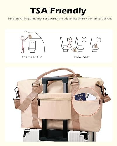 Vogewood Gifts for Teen Girls 16-18, Cheer Stuff for Girls, Travel Duffel Bag, Weekender Bag, Women, Birthday Gift for Daughter, Tween Gifts 10-12 Girls Trendy Teen Girl Stuff Gifts (Letter B) - Off-white - B thumbnail 7