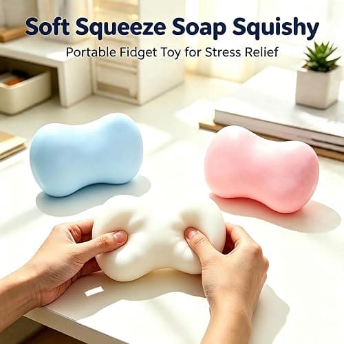 Crunchy Soap Squishy Asmr Stress Ball, Slow Rising Squeezy Squishy Toys | Crunchy Soap Squishy, Realistic Soap Squeeze Toys, Squishy Crunchy, Sensory Toys, Fidget Toys for Office Desk Anxiety Relief thumbnail 6