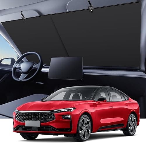 Automatic Retractable Car Sunshade, 2025 New Adjustable Auto Windshield Sun Shade, 35x50 inch Suction Cup Sunshade for Various Models, UV Blocking Protects for Drivers - Image 1