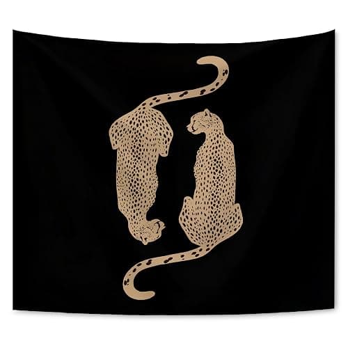 KAIOUS Black Leopard Cheetah Tapestry, Y2k Leopard Cheetah Wall Hanging Tapestries for Bedroom Living Room Dorm Girls Room Home Decor 50x58 Inches - Image 1